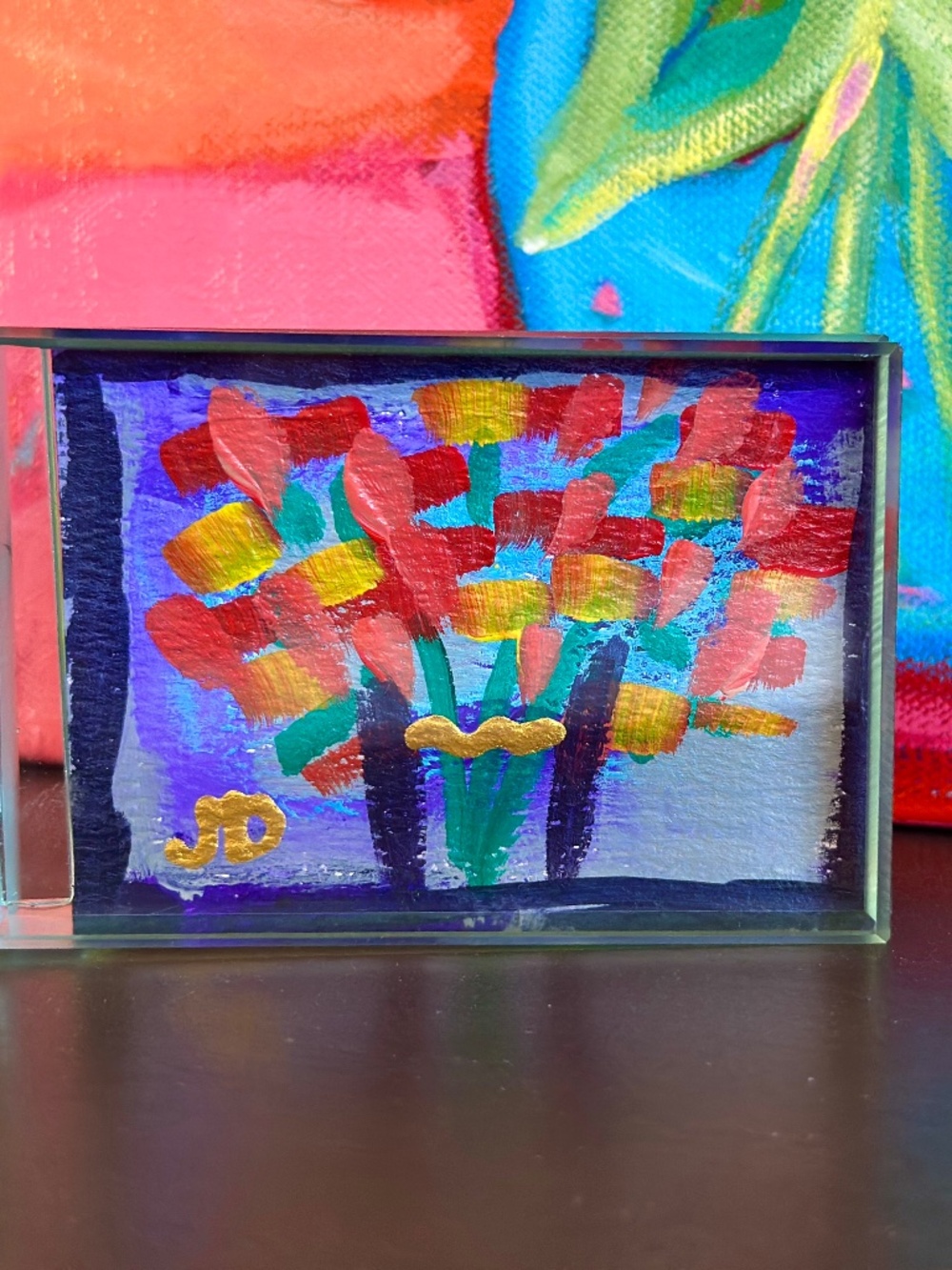 Hand-Painted ACEO Floral Bouquet Cards – Modern Abstract Art (Set of 4)